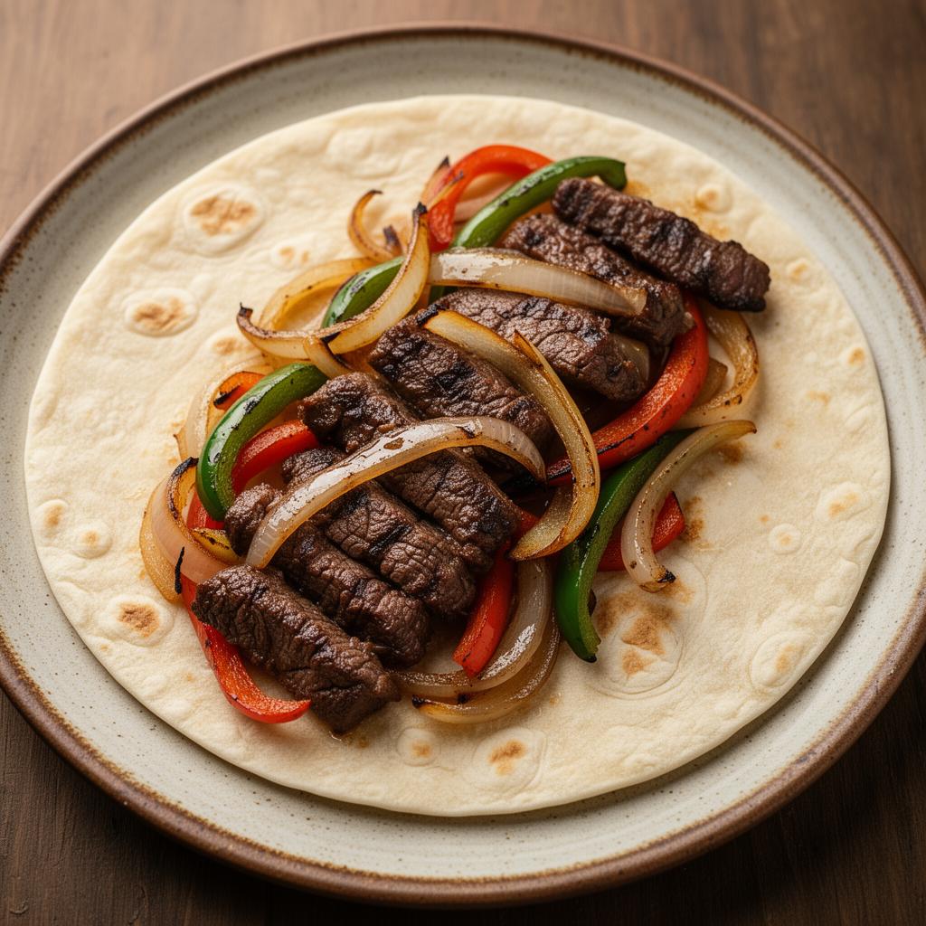Fajita on a homemade flour tortilla at Lola Cafe in San Antonio