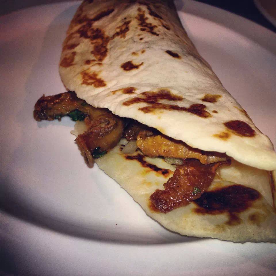 Fajita on a homemade flour tortilla at Lucy Cafe in San Antonio